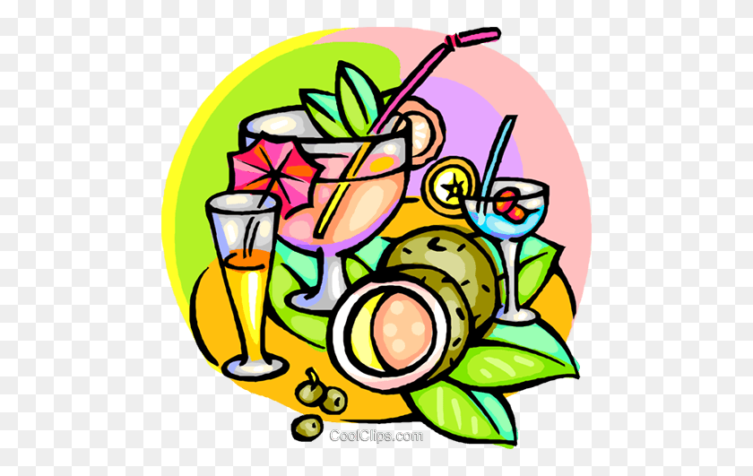 480x471 Bebidas Frescas De Verano Royalty Free Vector Clipart Illustration - Clipart Cool