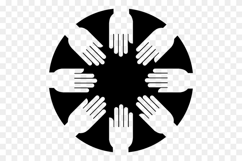 500x500 Cooperation Hands In Black And White - Cooperation Clipart