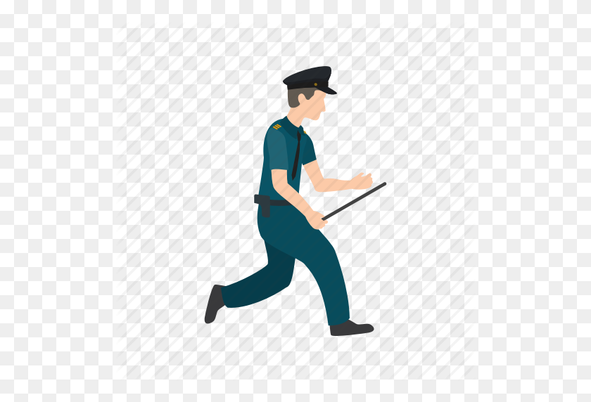 512x512 Cop, Crime, Officer, Police, Running, Safety, Security Icon - People Running PNG