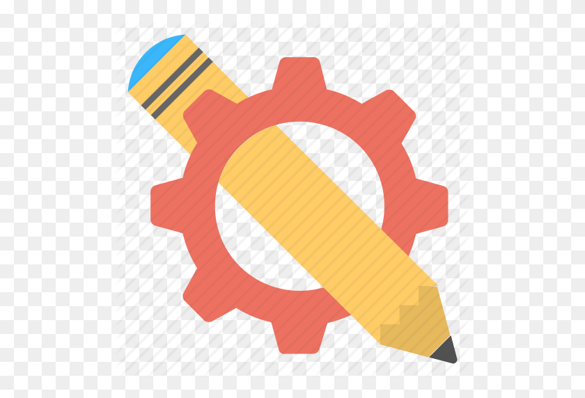 512x512 Copywriting, Creative Writing, Pencil With Gear, Writing Skills - Creative PNG