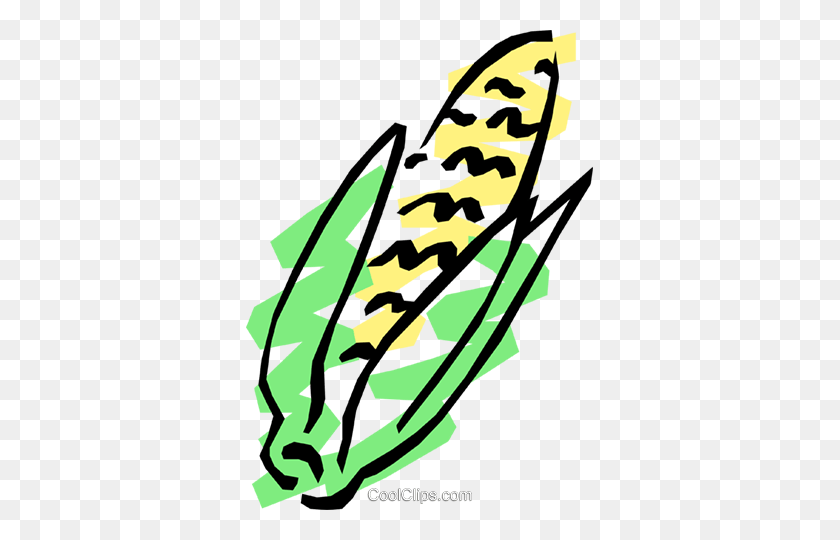 347x480 Corn On The Cob Royalty Free Vector Clip Art Illustration - Maize Clipart