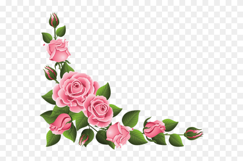 600x495 Corner Decoration With Roses Png Clipart Gallery - Rose Frame PNG