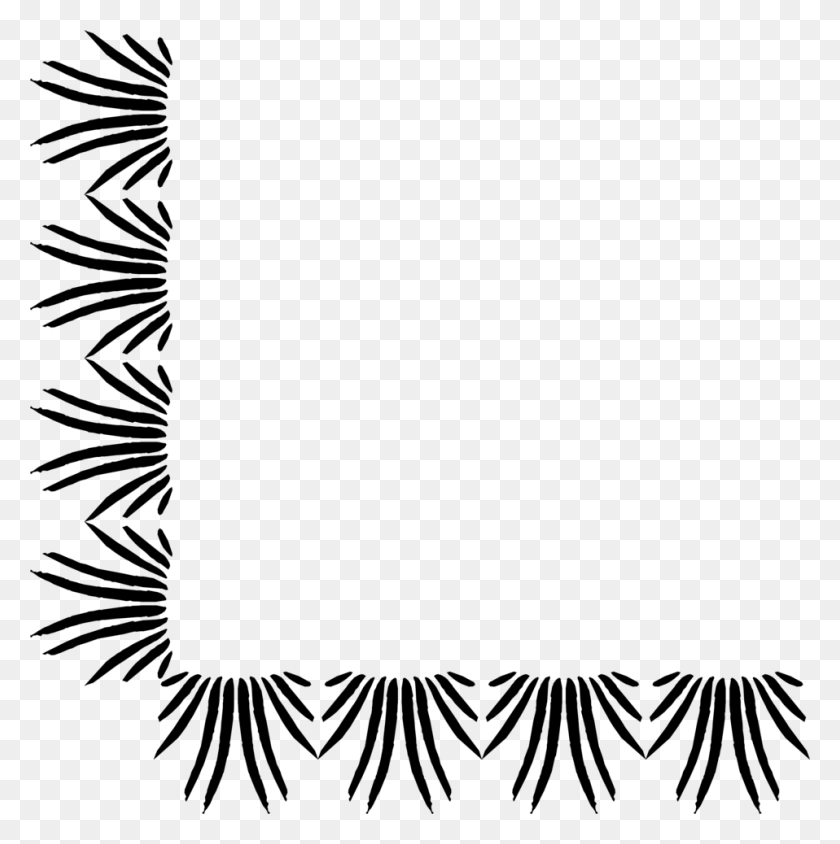 958x964 Corner Lower Left Free Stock Photo Illustration Of A Lower - Grass Black And White Clipart