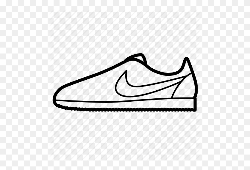 512x512 Cortez, Nike, Обувь, Кроссовки, Значок Кроссовок - Логотип Nike Белый Png