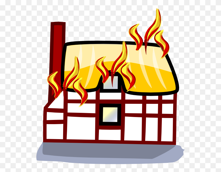 564x594 Cottage Clipart On Fire - Chimney Clipart