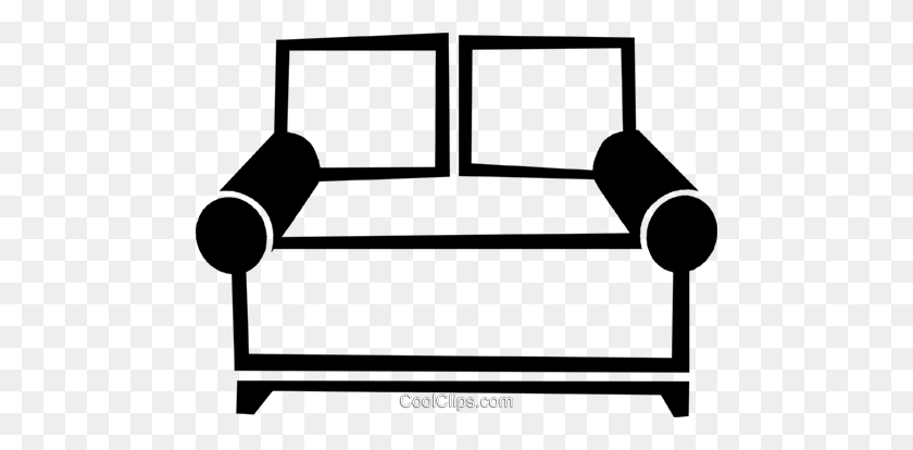 480x354 Couch Royalty Free Vector Clip Art Illustration - Sofa Clipart Black And White
