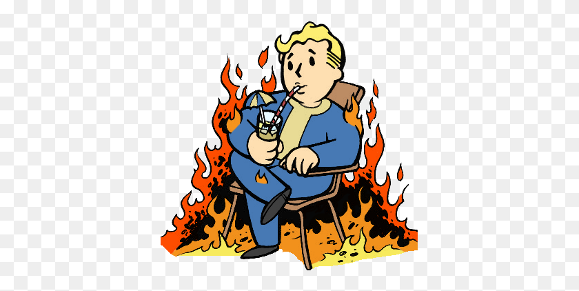 373x362 Couldn't Find A Decently Coloured In 'vault Boy Burn' Icon, So I - Vault Boy PNG