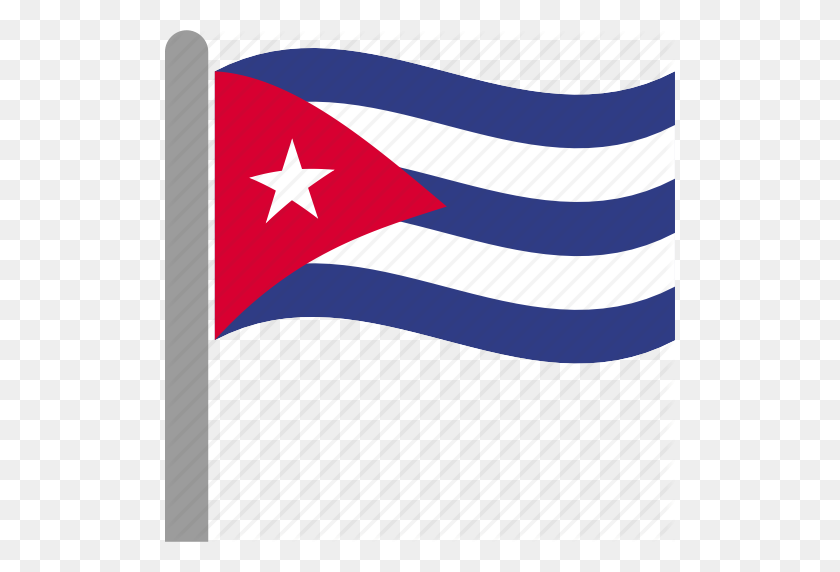 510x512 Country, Cub, Cuba, Flag, Pole, Waving Icon - Cuba Flag PNG