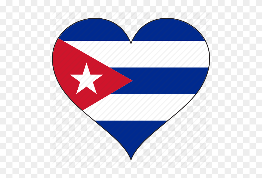 512x512 País, Cuba, Bandera, Corazón, Amor, América Del Norte Icono - Bandera Cubana Png