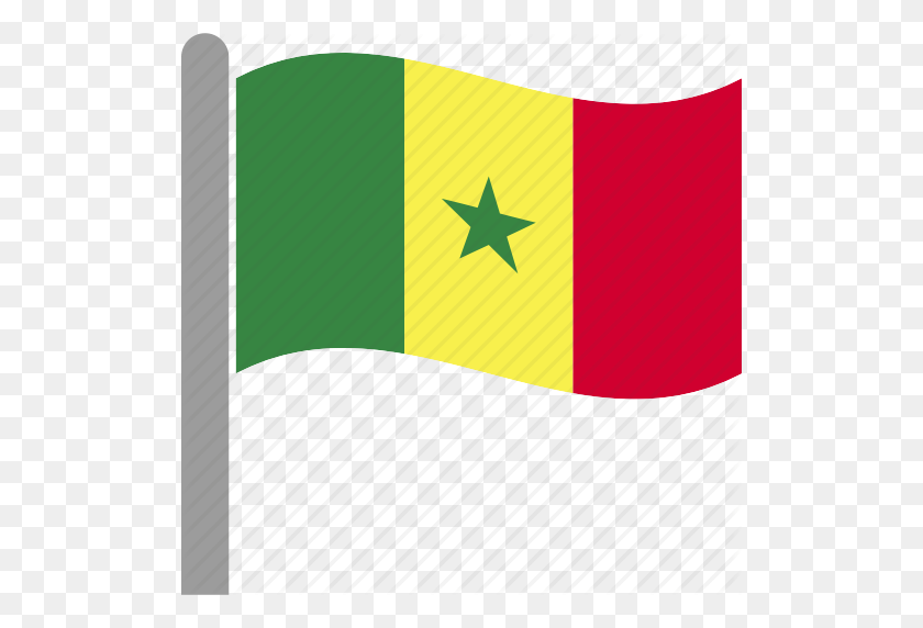 510x512 Country, Dakar, Flag, Pole, Sen, Senegal, Waving Icon - Flag Pole PNG