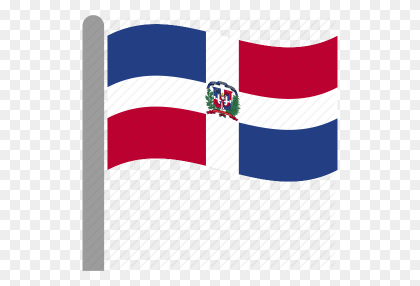 510x512 Country, Dom, Dominican, Flag, Pole, Republic, Waving Icon - Dominican Republic Flag PNG