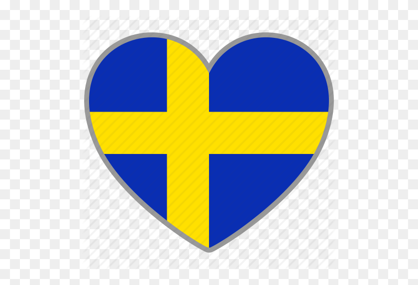 512x512 País, Bandera, Corazón De La Bandera, Amor, Nacional, Icono De Suecia - Banderas Del Mundo Png