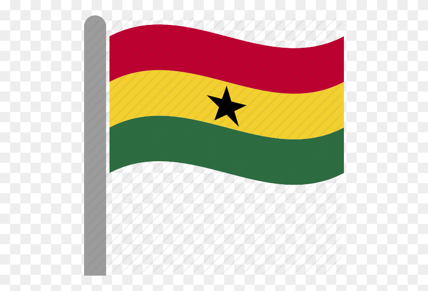 510x512 Country, Flag, Gha, Ghana, Ghanaian, Pole, Waving Icon - Ghana Flag PNG