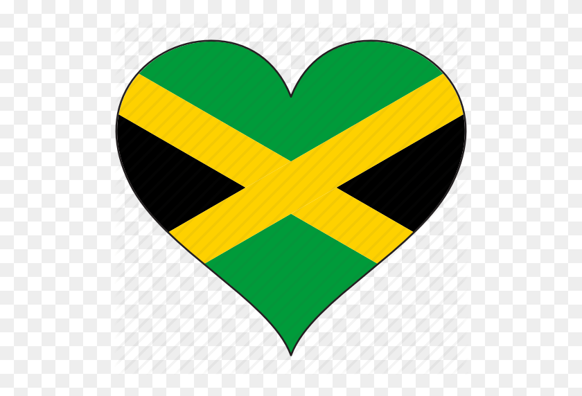 512x512 Country, Flag, Heart, Jamaica, Love, North America Icon - Jamaica Flag PNG