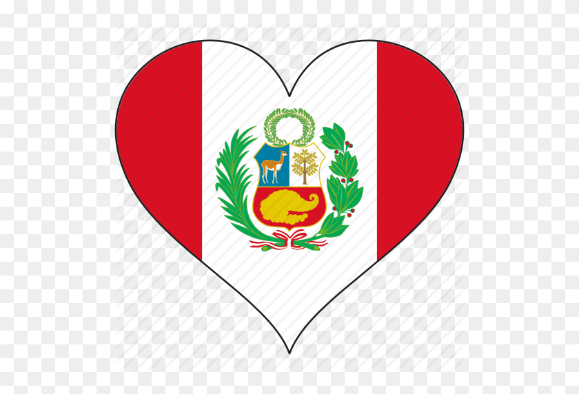 512x512 Значок Страны, Флаг, Сердце, Перу, Южная Америка - Флаг Перу Png