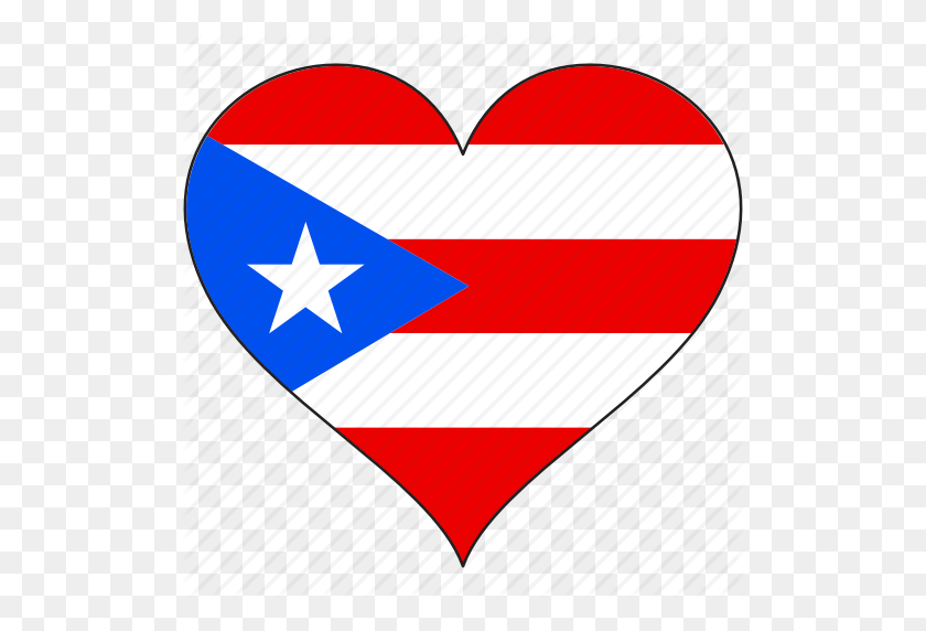 512x512 País, Bandera, Corazón, Puerto R América Del Sur Icono - Bandera De Puerto Rico Png
