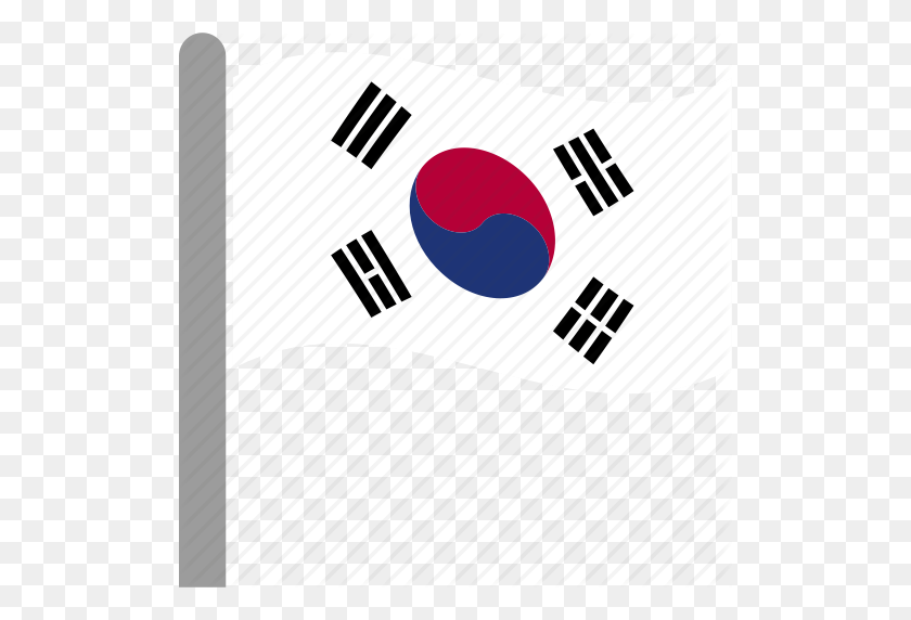 510x512 Country, Flag, Korea, Korean, Pole, South, Waving Icon - South Korea Flag PNG