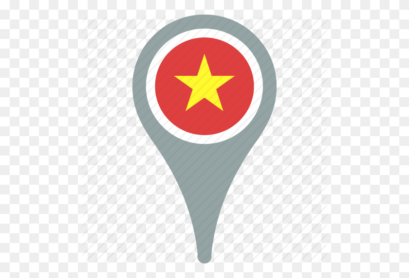 512x512 País, Bandera, Mapa, Pin, Icono De Vietnam - Bandera De Vietnam Png