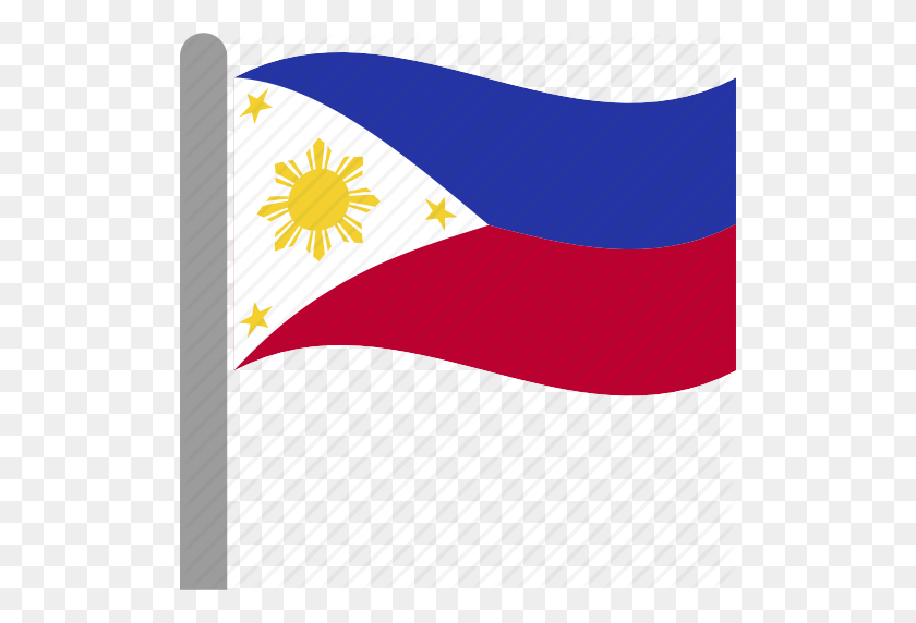510x512 Country, Flag, Philippine, Philippines, Phl, Pole, Waving Icon - Philippine Flag PNG