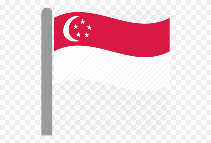 510x512 Country, Flag, Pole, Sgp, Singapore, Waving Icon - Flagpole PNG