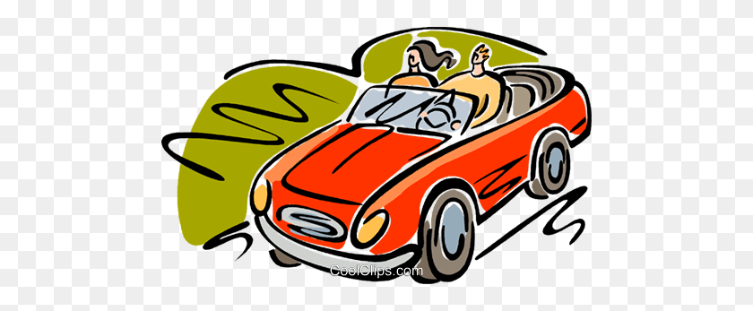 480x287 Couple Going For A Drive Royalty Free Vector Clip Art Illustration - Convertible Car Clipart