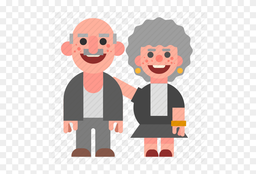 512x512 Couple, Grandma, Grandpa, Grandparents, Laughing, Smiling, White Icon - Grandma PNG