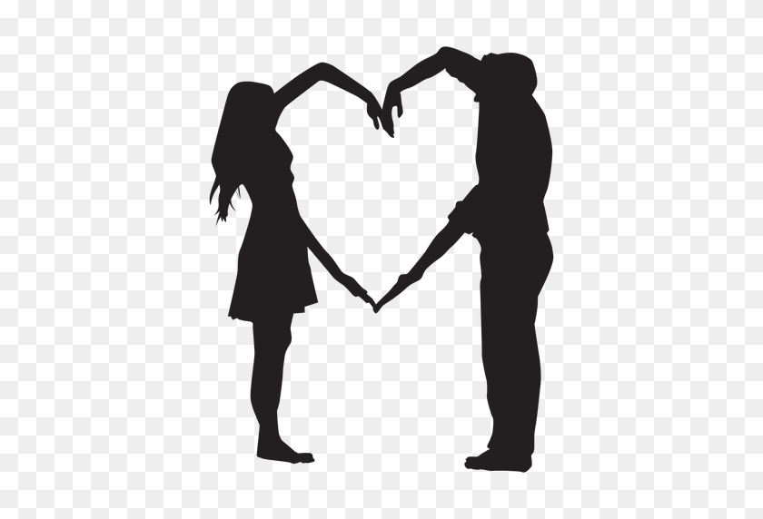 512x512 Couple Heart Shape Arms Silhouette - Couple Silhouette PNG