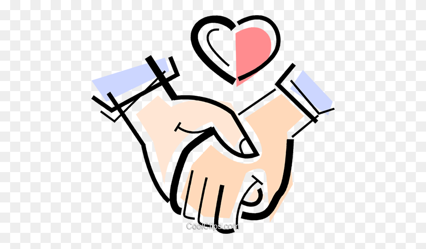 480x432 Couple Holding Hands Royalty Free Vector Clip Art Illustration - Hands Holding Heart Clipart