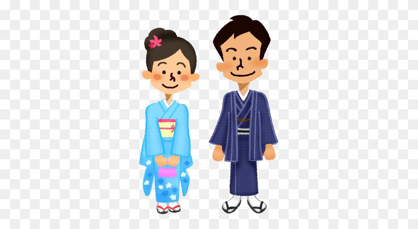 279x400 Couple In Kimono Free Clipart Illustrations - Kimono Clipart