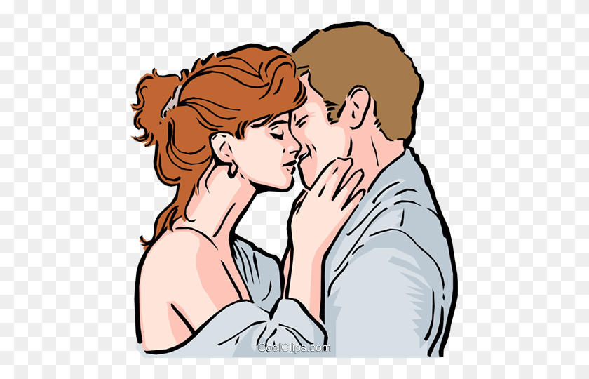 467x480 Couple Kissing Royalty Free Vector Clip Art Illustration - Kiss Clipart Free