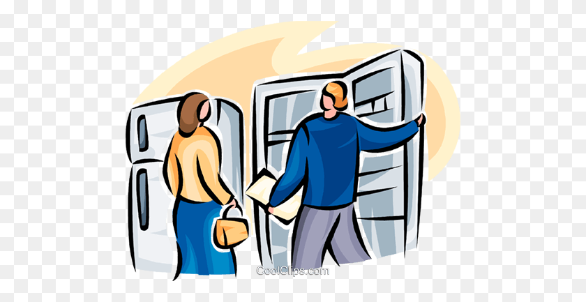 480x373 Couple Looking - Refrigerator Clipart