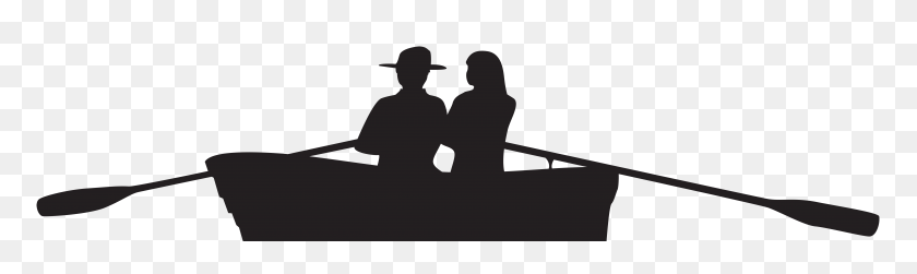 8000x1962 Couple On Boat Silhouette Png Clip Art Gallery - Couple Clipart Black And White