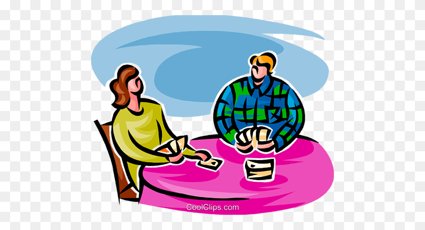 480x396 Couple Playing Cards Royalty Free Vector Clip Art Illustration - Deck Of Cards Clipart