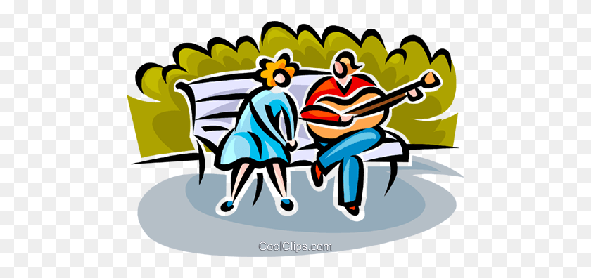 480x336 Couple Sitting On A Park Bench Royalty Free Vector Clip Art - Park Bench Clipart