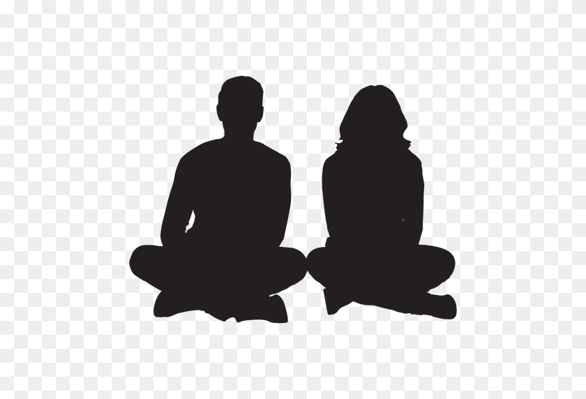 512x512 Couple Sitting On Ground Silhouette - Ground PNG