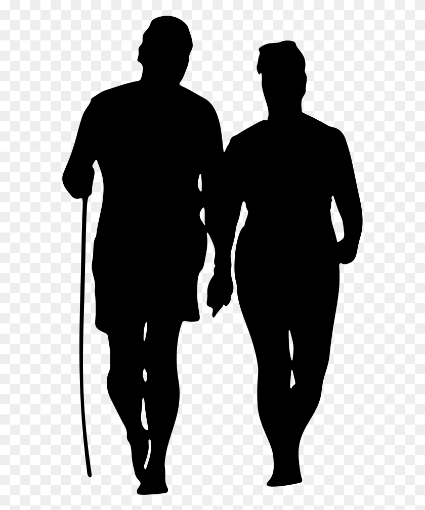 595x949 Couple Walking On Beach Silhouette - Silhouette People PNG