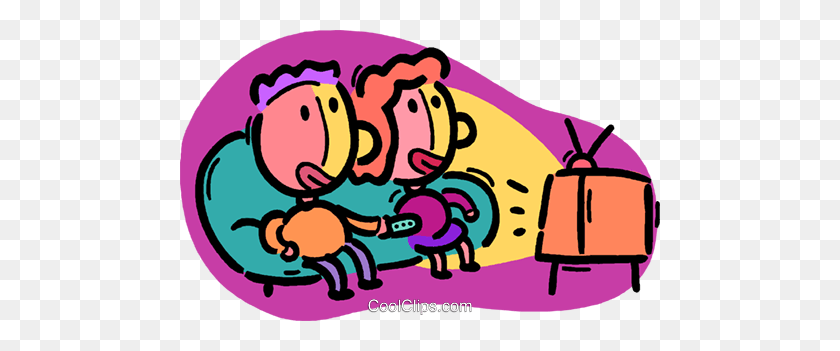 480x291 Couple Watching Television Royalty Free Vector Clip Art - Watching Television Clipart