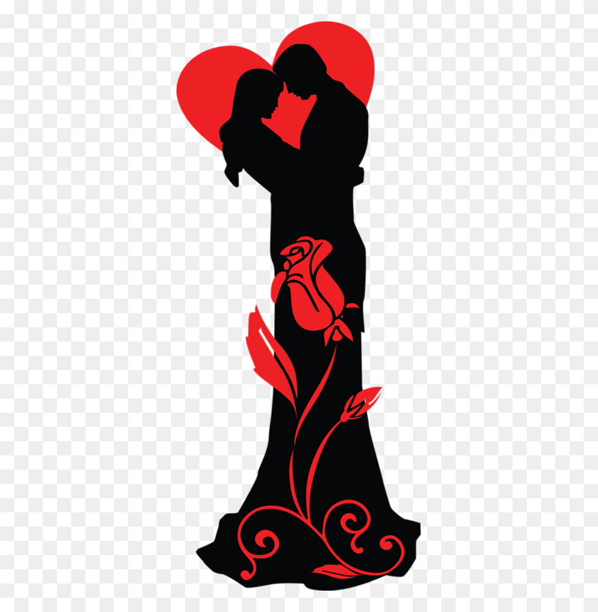 343x800 Couples Wedding Clipart Silhouette, Valentines - Wedding Clipart