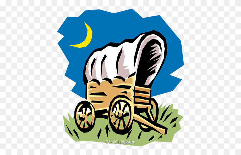 442x480 Covered Wagon Royalty Free Vector Clip Art Illustration - Wag Clipart