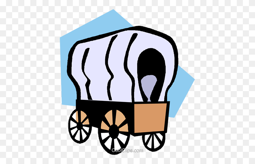 445x480 Covered Wagons Royalty Free Vector Clip Art Illustration - Wagon Clipart