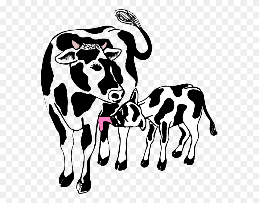 576x597 Cow And Calf Clip Art - Farm Animals Clipart PNG