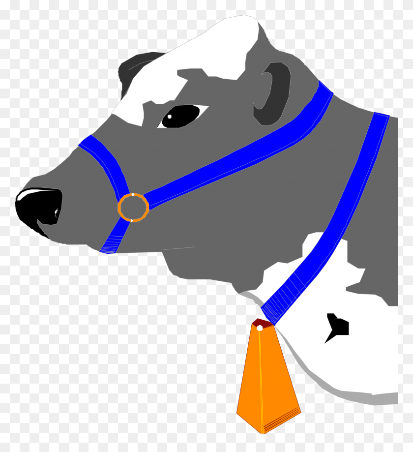 1743x1920 Cow Bell Head Collar Blue Free Image - Cow Head PNG