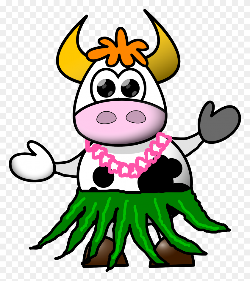 1690x1920 Cow Cartoon Skirt Hula Hawaiian Costume Animal - Clipart Skirt