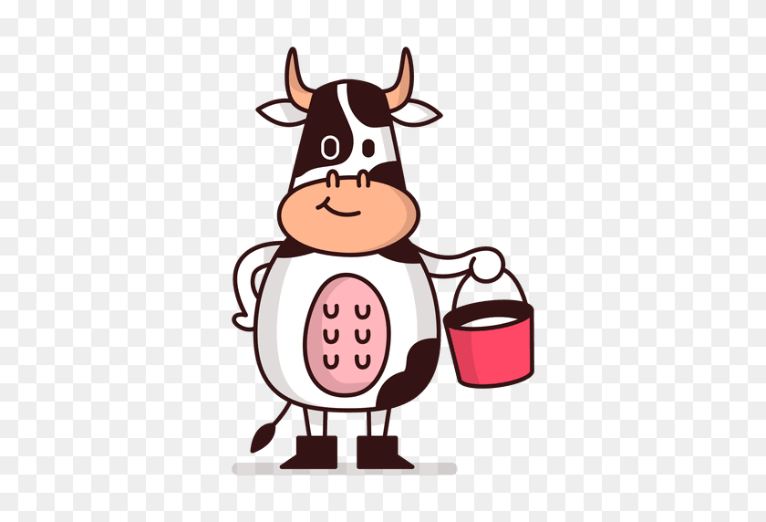 512x512 Cow Holding Milk Bucket Cartoon - Milk PNG