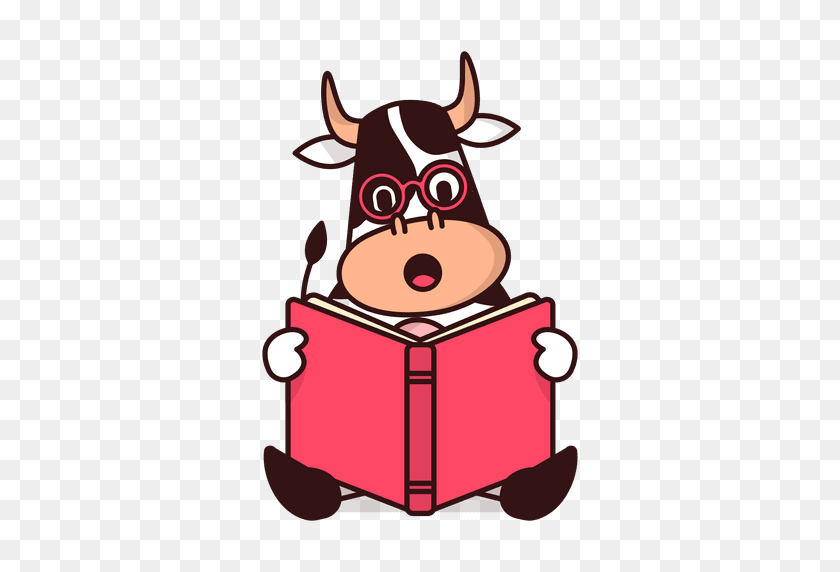 512x512 Cow Reading Book Cartoon - Cartoon Book PNG