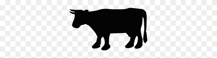 300x165 Cow Silhouette Clip Art Free Vector - Cow Head Clipart Black And White