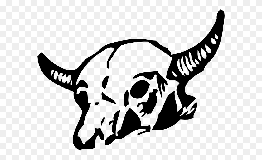 600x455 Cow Skull Clip Art Free Vector - Skull Black And White Clipart