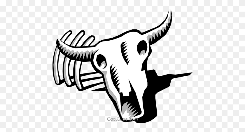 480x395 Cow Skull Royalty Free Vector Clip Art Illustration - Cow Clipart Black And White