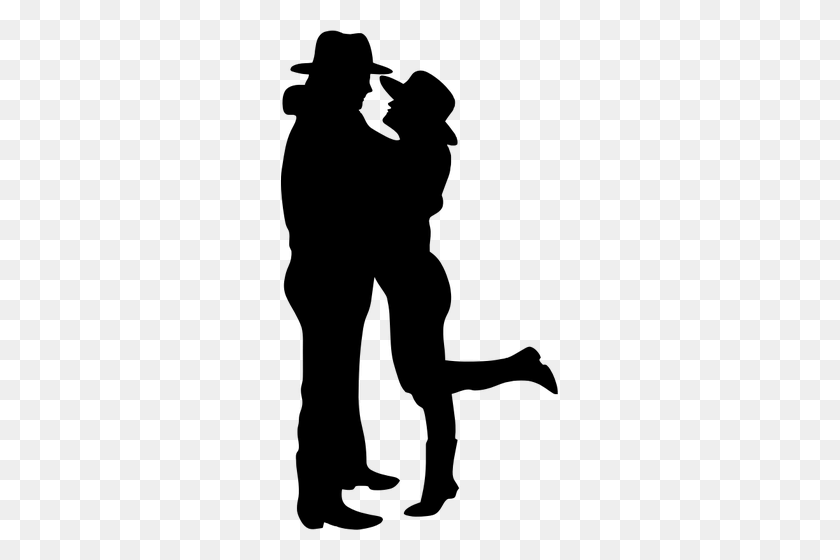 277x500 Cowboy Couple - Cowboy Silhouette Clip Art