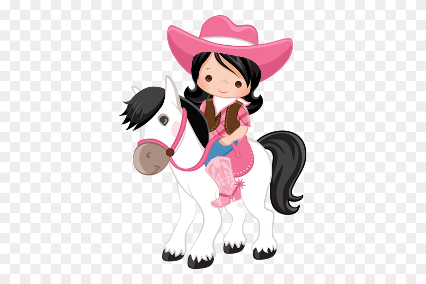 369x500 Cowboy E Cowgirl Meninas Clip Art, Cowgirl Party - Cowboy And Cowgirl Clipart